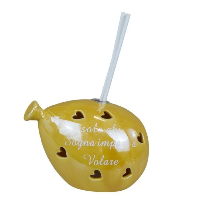 PALLONCINO PICCOLO LED PROFUMATORE GIALLO C FRASE